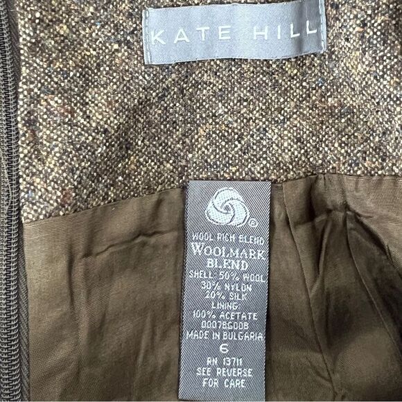 Kate Hill Wool & Silk Brown Business Casual Pencil Skirt - Picture 3 of 5